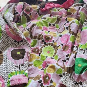 Jelly The Pug Pink and Green Floral Kids Dress
